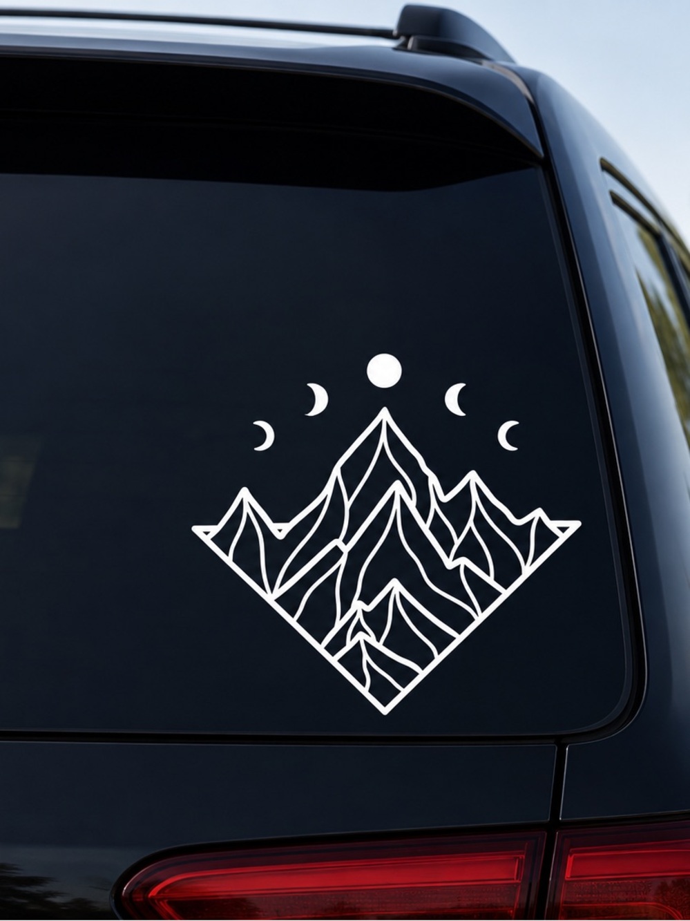 Mountain Vector Moon Phase Vinyl Decal- 7 inches